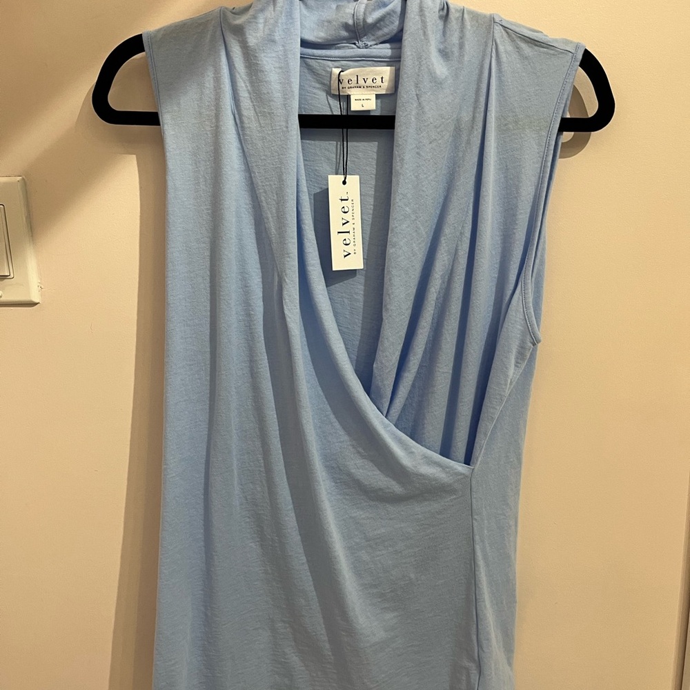 Velvet by Graham & Spencer Blue Wrap Tank Top